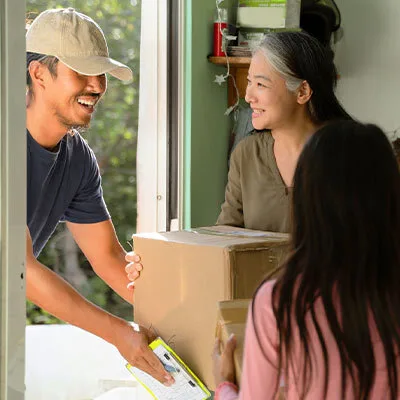 Family receiving delivery
