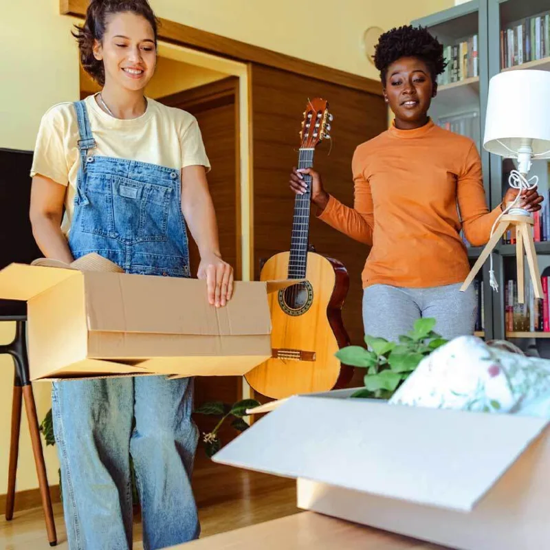 Students packing their things for summer storage