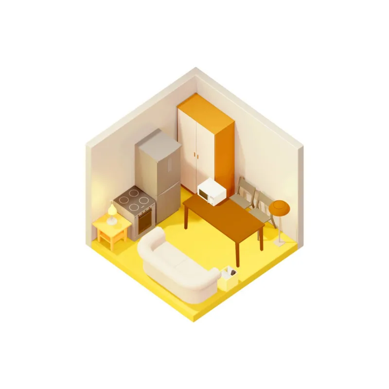 Visual of filled 75 sq ft storage room